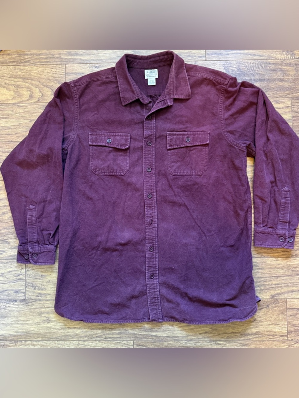 L.L.Bean Burgundy Chamois Cloth Shirt Men XXL Tall Traditional Fit